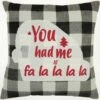 Buy 🤩 Mina Victory ❄ Christmas Fa La La Buffalo Check Decorative Throw Pillow 🔔