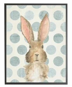Brand new 👍 Antique Curiosities Bunny with Polka Dots Small Framed Wall Art Pink 👍