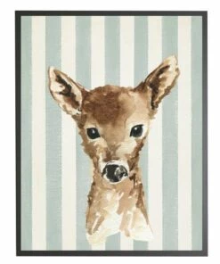 New 🧨 Antique Curiosities Baby Deer with Stripes Small Framed Wall Art Pink 🛒