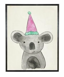 Cheap ❤️ Antique Curiosities Koala with Party Hat Small Framed Wall Art Koala 🔔