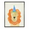 New 🧨 Antique Curiosities Lion with Party Hat Small Framed Wall Art Lion ✨