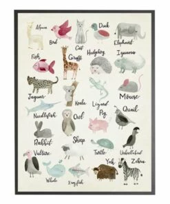 Coupon 👏 Antique Curiosities Animals by Letter Small Framed Wall Art Multi 🎉