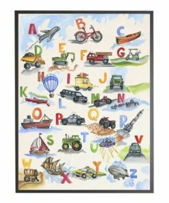 Brand new ✔️ Antique Curiosities Transportation Alphabet Small Framed Wall Art Multi ✔️