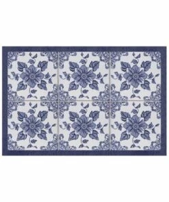 Wholesale ❤️ Bungalow Flooring Skid Resistant Floral Floor Mat Blue 😍