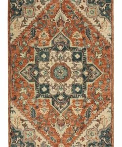 Buy ⭐ Nourison Bahari Vintage Pattern Wool Area Rug Rust ❤️