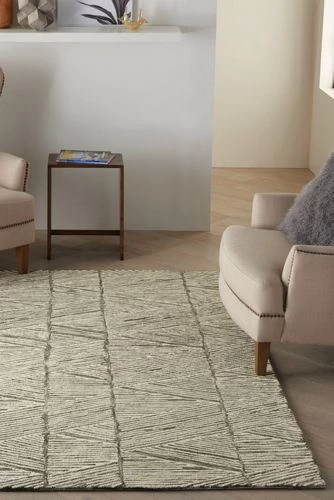 Cheap ๐ Nourison Vail Chevron Wool Area Rug Gray/White ๐ - Image 2