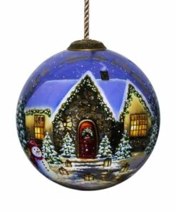 Discount 🥰 Inner Beauty 🎄 Christmas House Round Glass Ornament 😉