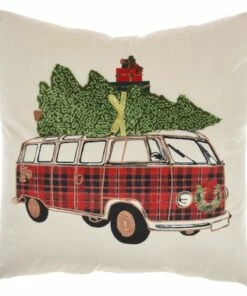 Budget 🧨 Mina Victory 🎄 Christmas Plaid Van Decorative Throw Pillow 🥰