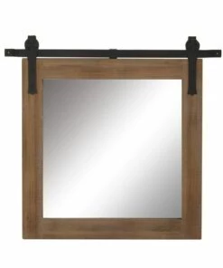 Best deal 🎉 Baywater Living Brown Industrial Wood 31'' x 31'' Wall Mirror 😀