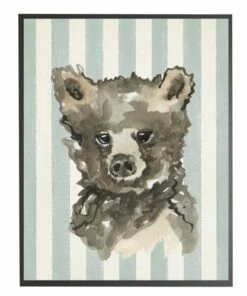Budget ⭐ Antique Curiosities Baby Bear with Stripes Small Framed Wall Art Pink 💯