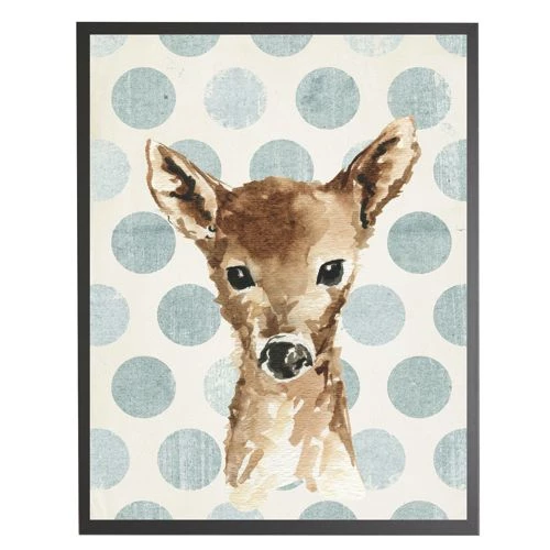 Hot Sale ๐ Antique Curiosities Baby Deer with Polka Dots Small Framed Wall Art Pink โค๏ธ