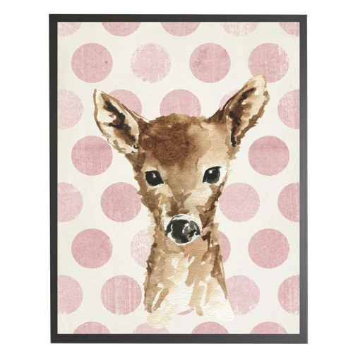 Hot Sale ๐ Antique Curiosities Baby Deer with Polka Dots Small Framed Wall Art Pink โค๏ธ - Image 6