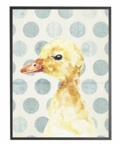 Flash Sale ✔️ Antique Curiosities Baby Duck with Polka Dots Small Framed Wall Art Gray 🧨