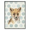 Cheap 👏 Antique Curiosities Baby Fox with Polka Dots Small Framed Wall Art Navy 🤩