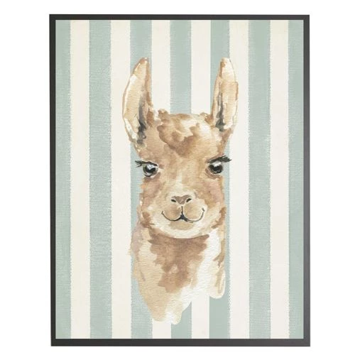 Best deal ๐ Antique Curiosities Llama with Stripes Small Framed Wall Art Navy โค๏ธ