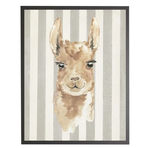Best deal ๐ Antique Curiosities Llama with Stripes Small Framed Wall Art Navy โค๏ธ - Image 4