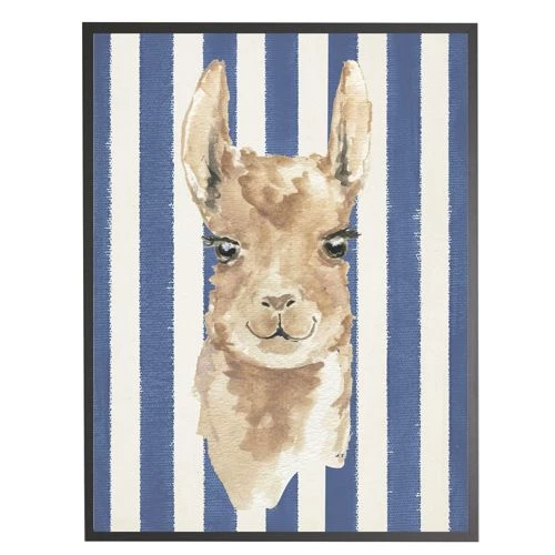 Best deal ๐ Antique Curiosities Llama with Stripes Small Framed Wall Art Navy โค๏ธ - Image 5