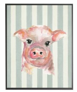 Top 10 ⌛ Antique Curiosities Baby Pig with Stripes Small Framed Wall Art Navy ⭐