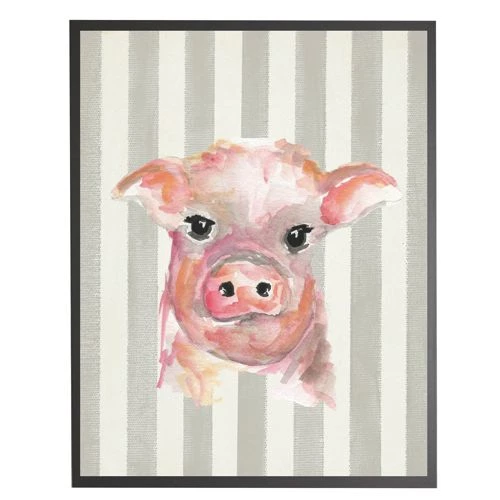 Top 10 ⌛ Antique Curiosities Baby Pig with Stripes Small Framed Wall Art Navy ⭐ - Image 4