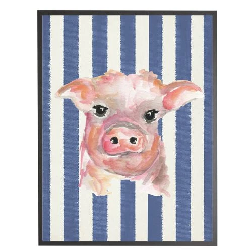 Top 10 ⌛ Antique Curiosities Baby Pig with Stripes Small Framed Wall Art Navy ⭐ - Image 5