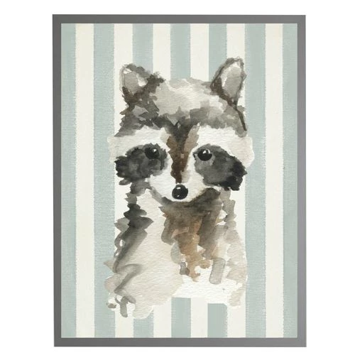 Wholesale ⭐ Antique Curiosities Raccoon with Stripes Small Framed Wall Art Blue ⭐