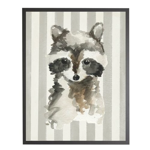Wholesale ⭐ Antique Curiosities Raccoon with Stripes Small Framed Wall Art Blue ⭐ - Image 4