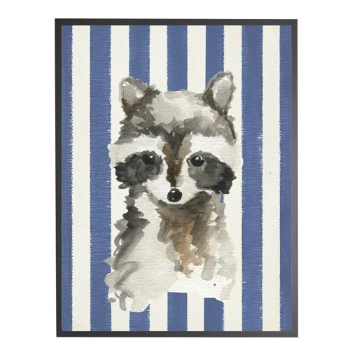 Wholesale ⭐ Antique Curiosities Raccoon with Stripes Small Framed Wall Art Blue ⭐ - Image 5
