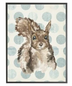 Brand new 😍 Antique Curiosities Baby Squirrel with Polka Dots Small Framed Wall Art Gray ⭐