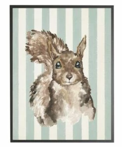 Outlet 💯 Antique Curiosities Baby Squirrel with Stripes Small Framed Wall Art Gray 🔥