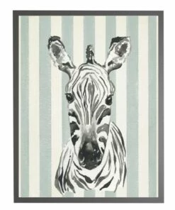 Best Sale 🛒 Antique Curiosities Baby Zebra with Stripes Small Framed Wall Art Gray ⭐