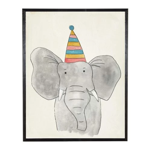 Cheap ๐ Antique Curiosities Elephant with Party Hat Small Framed Wall Art Elephant ๐ฅฐ