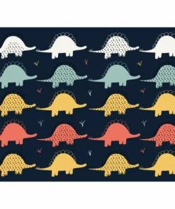 Best Sale ⭐ A and A Story Kids Dinosaur Waterproof Stain Resistant Vinyl Floor Mat Multi 🔔