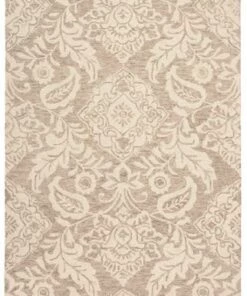 Top 10 🤩 Feizy Rugs Belfort Natal Damask Wool Area Rug Taupe/Ivory 🔥