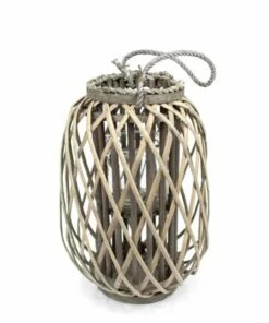 Best Sale 🥰 Kalalou Grey Willow Glass Lantern Grey 😍