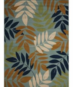 Budget 👍 Nourison Caribbean Leaf Area Rug Blue ⭐