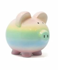 New 🔔 Child to Cherish Ceramic Rainbow Ombre Piggy Bank 🤩