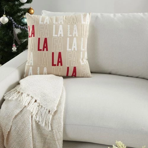 Outlet 🔔 Mina Victory 🎅 Christmas Fa La La Decorative Throw Pillow 😍 - Image 3
