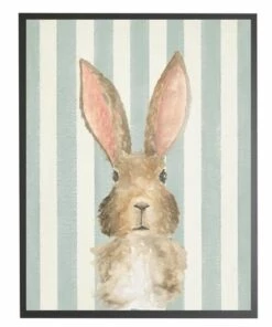 Wholesale ๐ Antique Curiosities Bunny with Stripes Small Framed Wall Art Blue ๐ฅฐ