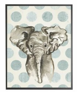 Top 10 🥰 Antique Curiosities Baby Elephant with Polka Dots Small Framed Wall Art Pink 🔥