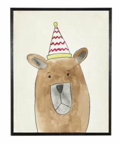 Flash Sale 😀 Antique Curiosities Bear with Party Hat Small Framed Wall Art Bear 🌟