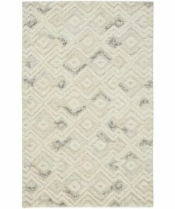 Buy 😀 Feizy Rugs Anica Geometric Grid Wool Area Rug Ivory/Blue 🔥
