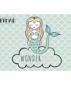 Best Sale 🔥 A and A Story Kids Mermaid Waterproof Stain Resistant Vinyl Floor Mat Sage 🎁