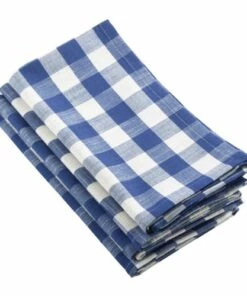 Wholesale ⭐ Saro Lifestyle Gingham Cotton Dinner Napkins Navy Blue 🧨