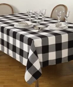 Hot Sale ✨ Saro Lifestyle Buffalo Plaid Cotton 65 x 140 Tablecloth Red 😉