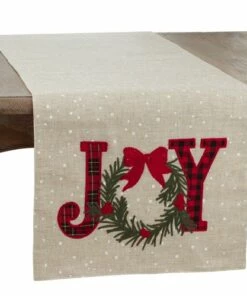 Buy 🔥 Saro Lifestyle Embroidered 🎄 Christmas Joy 16x70 Table Runner ✔️