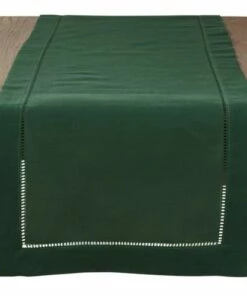 Cheap 🥰 Saro Lifestyle 16x72 Classic Hemstitch Border Table Runner Burgundy 🤩