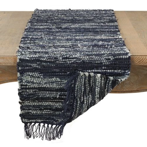 Coupon 🎉 Saro Lifestyle Denim Chindi Cotton Table Runner 😍 - Image 2