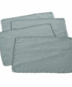 New ๐ Saro Lifestyle Pom Pom Trimmed Linen Placemats Natural โญ