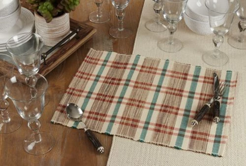Budget ๐ Saro Lifestyle Plaid Woven Water Hyacinth Placemats -Set of 4 Turquoise ๐ฅฐ - Image 6