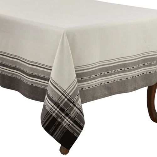 Brand new ❤️ Saro Lifestyle 65x65 Plaid Border Cotton Square Tablecloth 💯